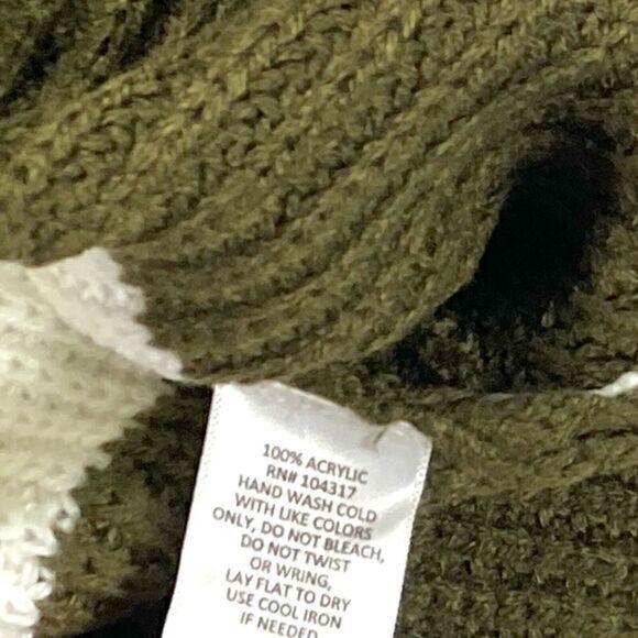 Derek Heart Sweater S Olive Green White Striped Distressed Frayed Pullover New - Picture 16 of 16